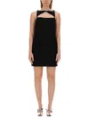 Versace Wool Blend Straight Mini Dress With Cut-out In Black