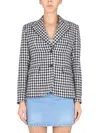 Versace Houndstooth Tweed Jacket With Notched Lapels In Multi