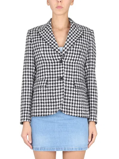 Versace Wool Blend Tweed Jacket In Multicolour