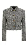Versace Two Tone Boucle Blazer In Gray