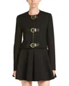 Versace Wool Buckle Front Jacket In Black