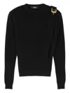 Versace Wool Sweater With Buckle Detail And Long Sleeves In Black