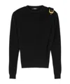 Versace Wool Sweater With Buckle Detail And Long Sleeves In Black