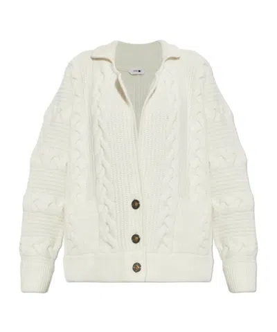 Versace Wool  Cashmere Cable-knit Cardigan In White