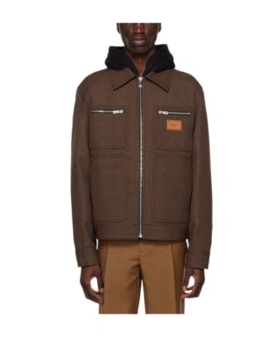 Versace Wool Check-pattern Shirt Jacket In Brown