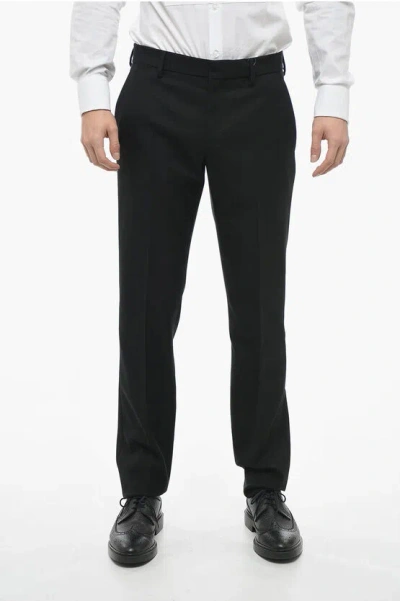 Versace Wool Cigarette Pants With Pleats In Black