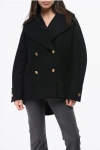 Versace Wool Cloth Double Breast Peacoat With Golden-effect Buttons