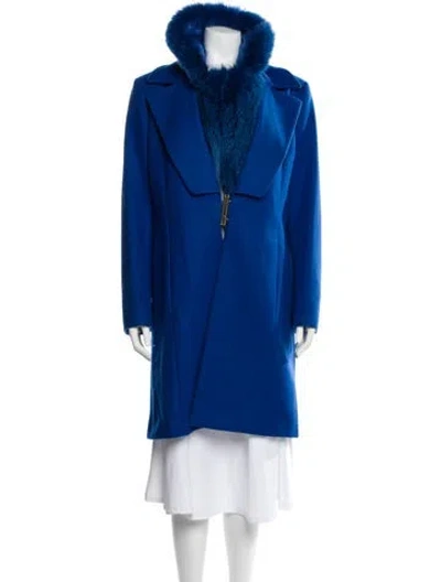 Pre-owned Versace Wool Coat In Blue