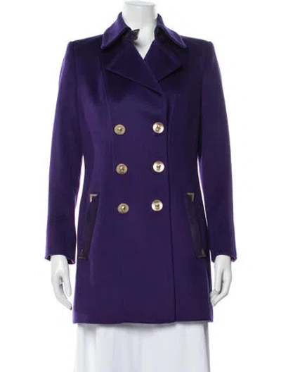 Pre-owned Versace Wool Coat W/ Tags In Purple
