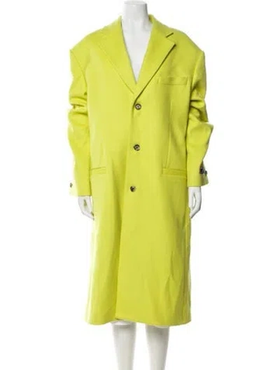Pre-owned Versace Wool Coat W/ Tags In Yellow