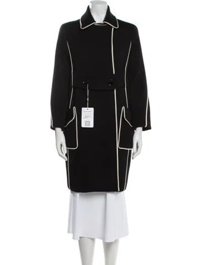 Pre-owned Versace Wool Colorblock Pattern Coat In Black