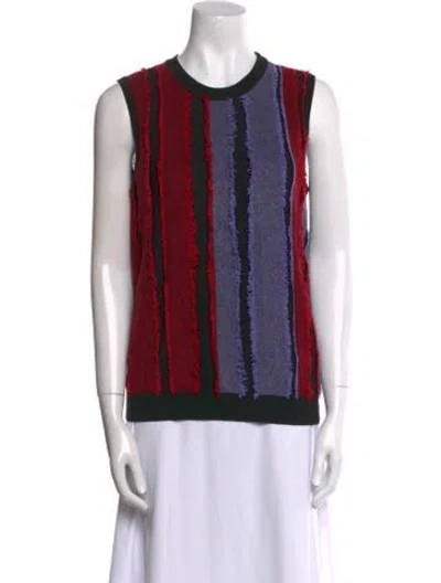 Pre-owned Versace Wool Colorblock Pattern Top In Red