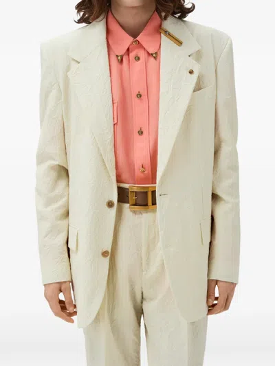Versace Wool Creased Blazer In Neutral