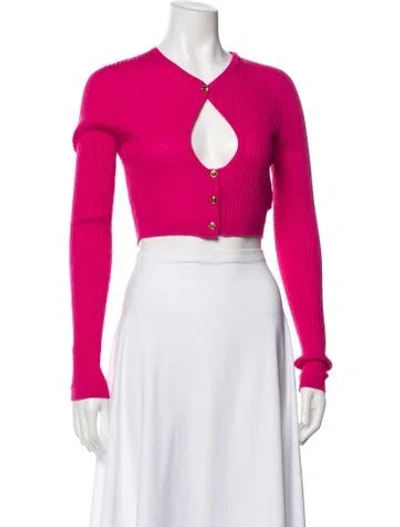 Pre-owned Versace Wool Crew Neck Crop Top In Pink
