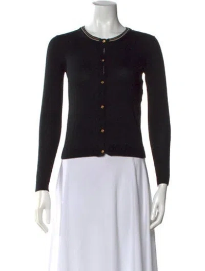 Pre-owned Versace Wool Crew Neck Sweater In Black