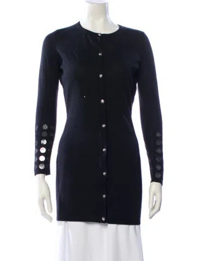 Pre-owned Versace Wool Crew Neck Sweater In Blue