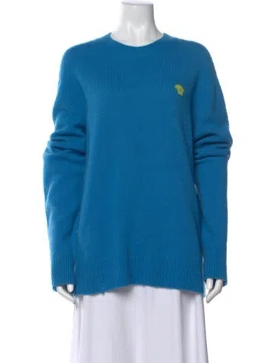 Pre-owned Versace Wool Crew Neck Sweater In Blue