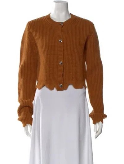 Pre-owned Versace Wool Crew Neck Sweater In Brown