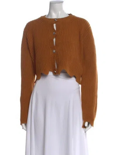 Pre-owned Versace Wool Crew Neck Sweater In Brown