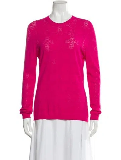 Pre-owned Versace Wool Crew Neck Sweater In Pink