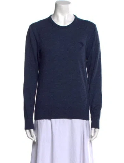 Pre-owned Versace Wool Crew Neck Sweatshirt In Blue