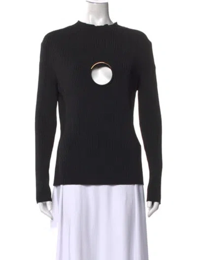 Pre-owned Versace Wool Crew Neck Top In Black