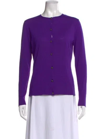 Pre-owned Versace Wool Crew Neck Top In Purple