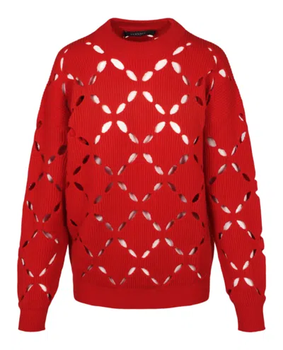 Versace Wool Cutout Sweater In Red