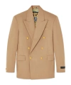 Versace Double-breasted Gold-button Blazer In Brown