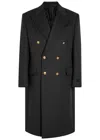 Versace Wool Double-breasted Pea Coat In Black