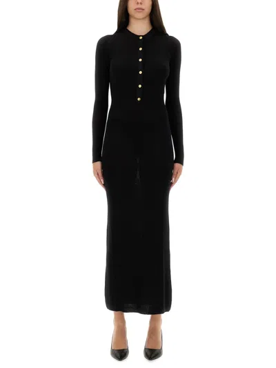 Versace Wool Dress With Buttons In Black