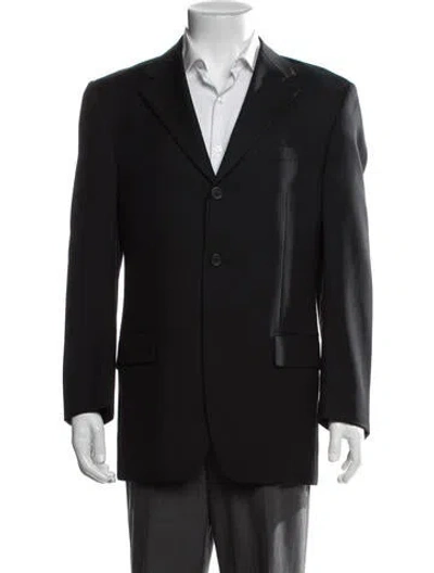 Pre-owned Versace Wool Embroidered Accent Blazer In Black