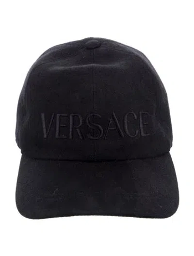 Pre-owned Versace Wool Embroidered Baseball Cap In Black
