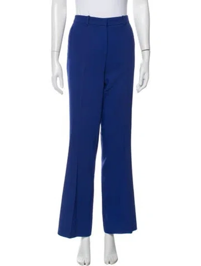 Pre-owned Versace Wool Flared Pants In Blue