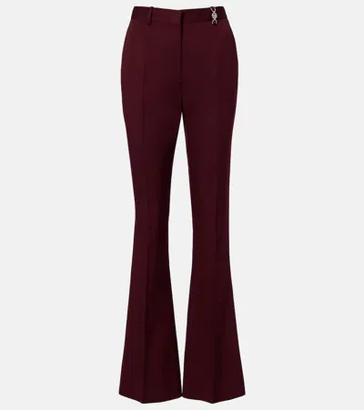 Versace Wool Flared Pants In Brown