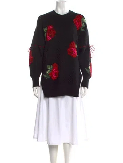 Pre-owned Versace Wool Floral Print Sweater In Black