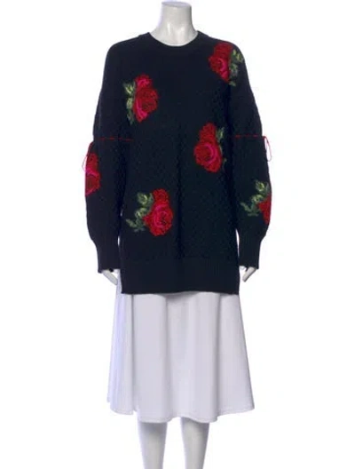 Pre-owned Versace Wool Floral Print Sweater In Black