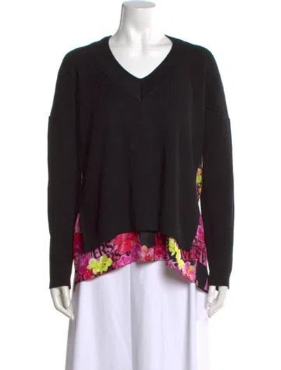 Pre-owned Versace Wool Floral Print Sweater In Black