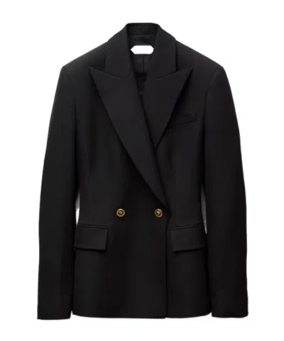 Versace Blazer En Laine Grain De Poudre In Black