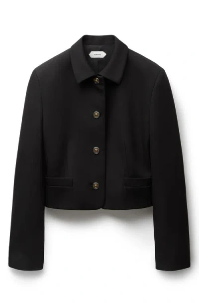 Versace Grain De Poudre Wool Jacket In Black