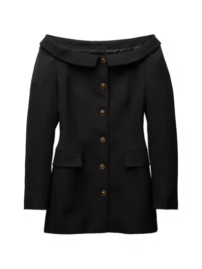 Versace Mini Robe En Laine Grain De Poudre In Black