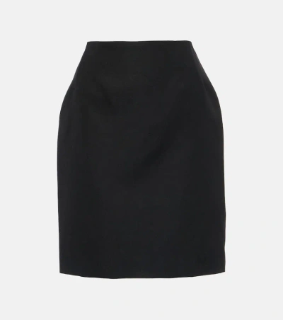 Versace Wool Grain De Poudre Miniskirt In Black