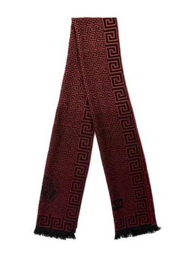 Pre-owned Versace Wool Graphic Print Scarf In Black