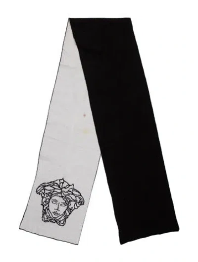 Pre-owned Versace Wool Graphic Print Scarf In Black