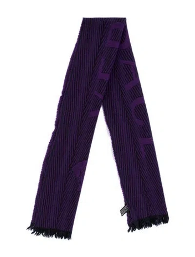 Pre-owned Versace Wool Graphic Print Scarf In Purple