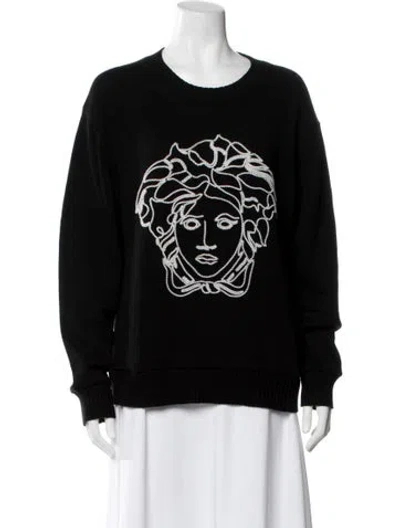 Pre-owned Versace Wool Graphic Print Sweater In Black