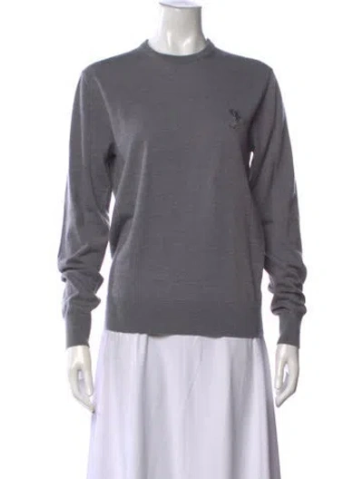 Pre-owned Versace Wool Graphic Print Sweater In Grey