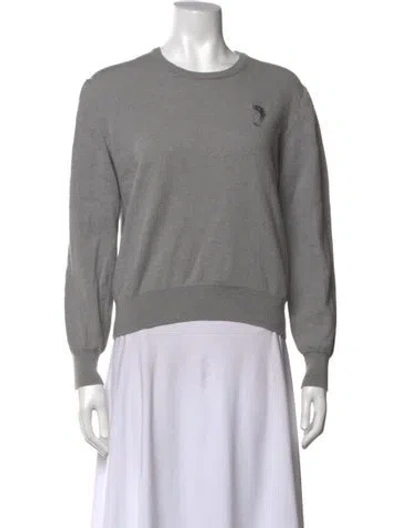 Pre-owned Versace Wool Graphic Print Sweater In Grey