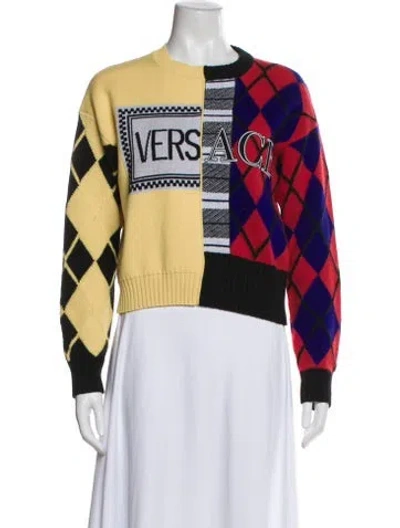 Pre-owned Versace Wool Graphic Print Sweater In Multi