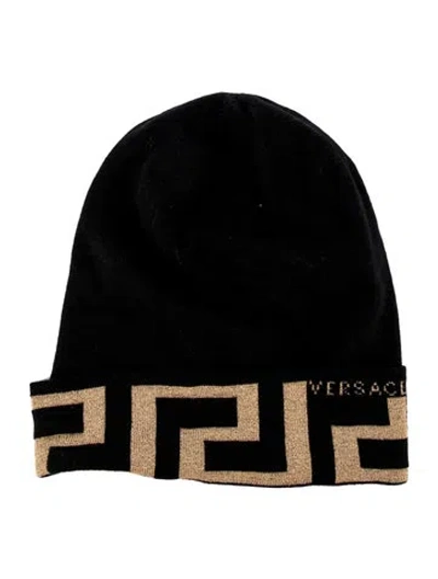 Pre-owned Versace Wool Greco Slouch Beanie In Multi